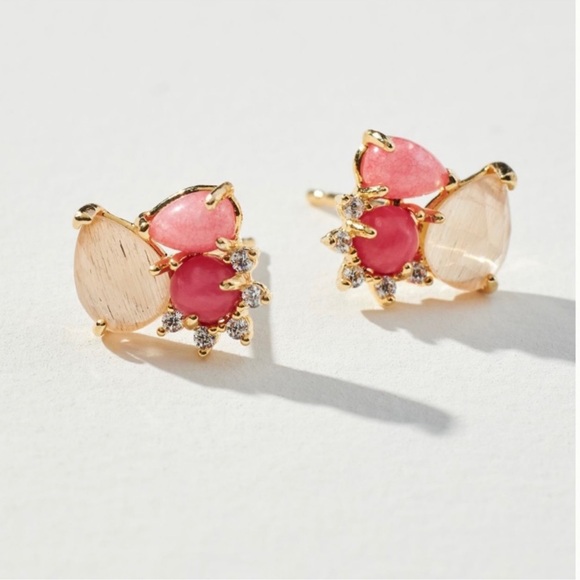Anthropologie Jewelry - Anthropologie stone cluster earring in pink